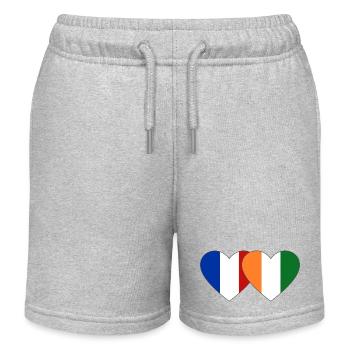 Cœur du drapeau de la France Côte d’Ivoire - Short de jogging enfant bio Stanley/Stella - gris chiné - Devant