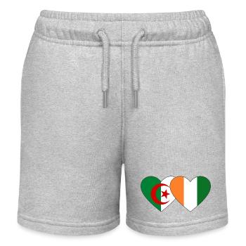 Algeria Ivory Coast Flag Heart - Kids Organic Sweat Shorts by Stanley/Stella - heather grey - Front