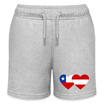 Chile Österreich Flaggen Herz - Kinder Organic Joggingshorts Mini Bolter von Stanley/Stella - Grau meliert - Vorne
