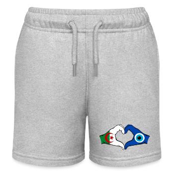 Algérie Nazar Drapeau Mains Forme de cœur - Short de jogging enfant bio Stanley/Stella - gris chiné - Devant