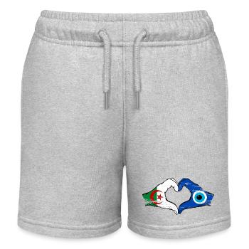 Drapeau du Nazar d’Algérie Mains Forme de cœur utilisée - Short de jogging enfant bio Stanley/Stella - gris chiné - Devant