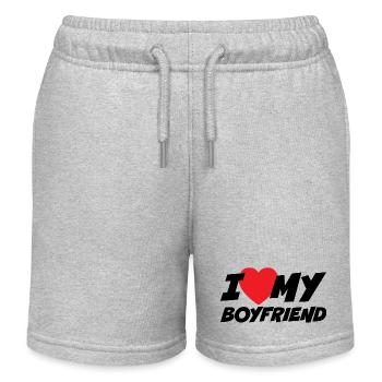 I Love my Boyfriend - Kids Organic Sweat Shorts by Stanley/Stella - heather grey - Front
