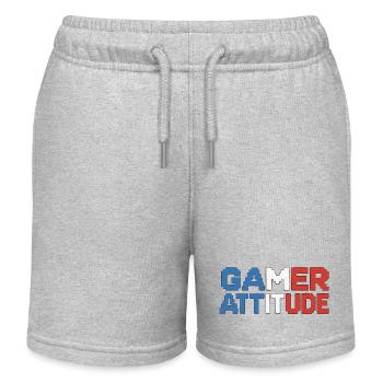 Gamer Attitude English - Kids Organic Sweat Shorts by Stanley/Stella - heather grey - Front