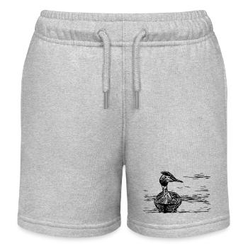 Vintage Haubentaucher schwimmend auf Fluss - Kinder Organic Joggingshorts Mini Bolter von Stanley/Stella - Grau meliert - Vorne