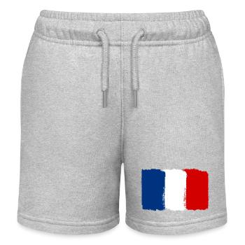 France flag used look - Kids Organic Sweat Shorts by Stanley/Stella - heather grey - Front