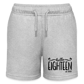 18. Geburtstag Frauen Hallo Achtzehn Est. 2005 - Kinder Organic Joggingshorts Mini Bolter von Stanley/Stella - Grau meliert - Vorne