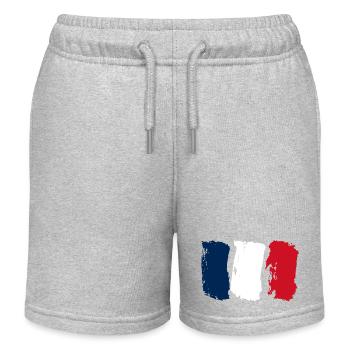 France Flag - Vintage - Kids Organic Sweat Shorts by Stanley/Stella - heather grey - Front