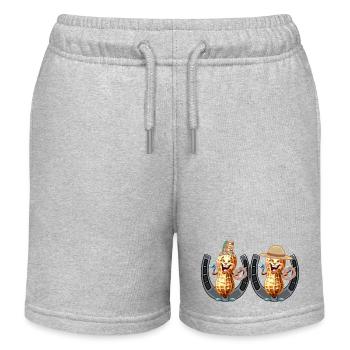 Erdnuss Erdnüsse Wilder Westen Western Kinder Kind - Kinder Organic Joggingshorts Mini Bolter von Stanley/Stella - Grau meliert - Vorne