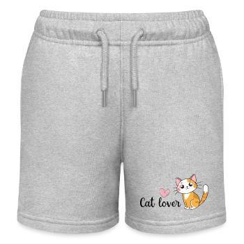 Cat Feline Nature Live Friendship - Kids Organic Sweat Shorts by Stanley/Stella - heather grey - Front
