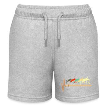 High Jump Heartbeat Retro Athletics Silhouette - Kids Organic Sweat Shorts by Stanley/Stella - heather grey - Front