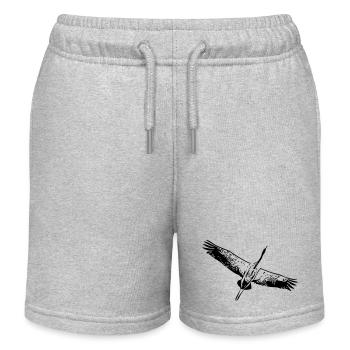 Heron bird in flight - Kids Organic Sweat Shorts by Stanley/Stella - heather grey - Front