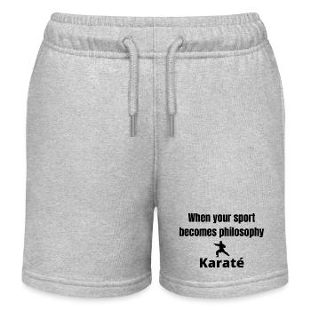 Wenn dein Sport zur Philosophie wird Karate - Kinder Organic Joggingshorts Mini Bolter von Stanley/Stella - Grau meliert - Vorne