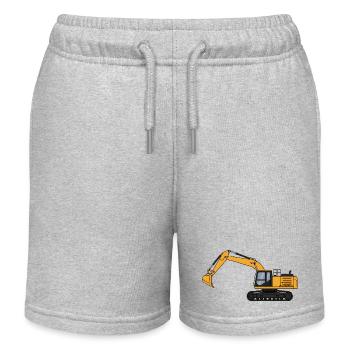Excavator Excavator Driver Construction Site - Kids Organic Sweat Shorts by Stanley/Stella - heather grey - Front