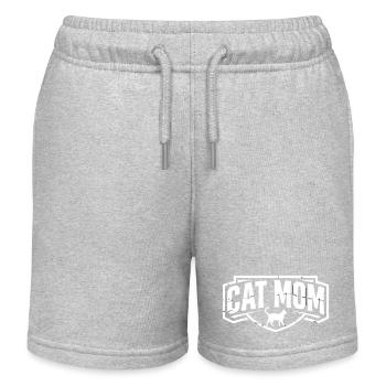 Cat Mom Vintage Wappen - Kinder Organic Joggingshorts Mini Bolter von Stanley/Stella - Grau meliert - Vorne