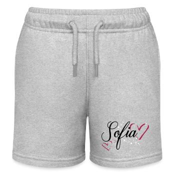 Sofia nom prénom - Short de jogging enfant bio Stanley/Stella - gris chiné - Devant