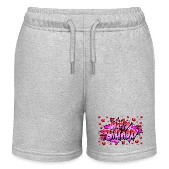 PINK HAPPY BIRTHDAY GRAFFITI WITH HEART - Kids Organic Sweat Shorts by Stanley/Stella - heather grey - Front