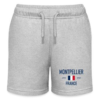 Montpellier - France Frankreich Flagge Koordinaten - Kinder Organic Joggingshorts Mini Bolter von Stanley/Stella - Grau meliert - Vorne