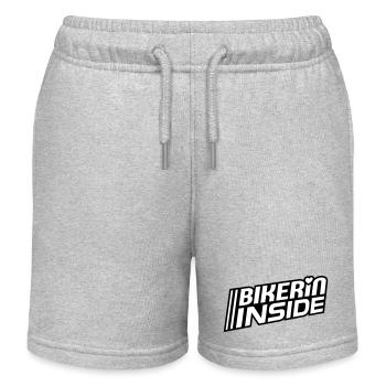 Bikerin inside Schriftzug (Farben änderbar) - Kinder Organic Joggingshorts Mini Bolter von Stanley/Stella - Grau meliert - Vorne
