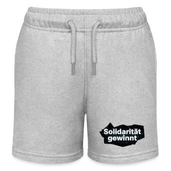 Solidarität gewinnt Spruch Statement T-Shirt - Kinder Organic Joggingshorts Mini Bolter von Stanley/Stella - Grau meliert - Vorne