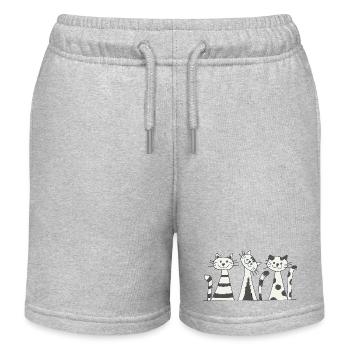 Cat trio in doodle look - Kids Organic Sweat Shorts by Stanley/Stella - heather grey - Front