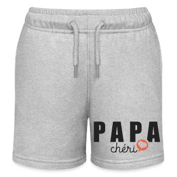 Papa cheri cadeau personnalisé papa fete - Short de jogging enfant bio Stanley/Stella - gris chiné - Devant