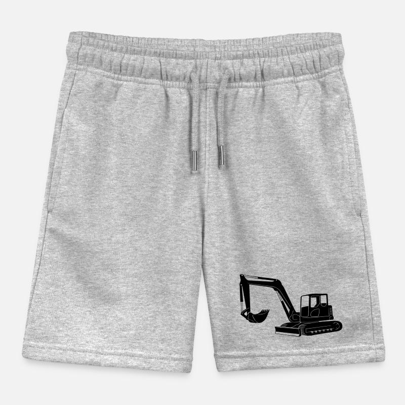Excavator Driver Silhouette - Construction Equipment Operator Kids Organic Sweat Shorts by Stanley/Stella