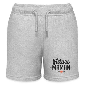 couple Future maman 2024 annonce grossesse - Short de jogging enfant bio Stanley/Stella - gris chiné - Devant