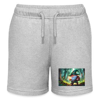 Abenteurer-Gnom Zwerg im verzauberten Fantasy Wald - Kinder Organic Joggingshorts Mini Bolter von Stanley/Stella - Grau meliert - Vorne