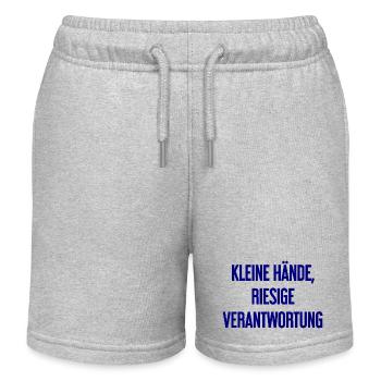 De petites mains, une énorme responsabilité disent les parents - Short de jogging enfant bio Stanley/Stella - gris chiné - Devant