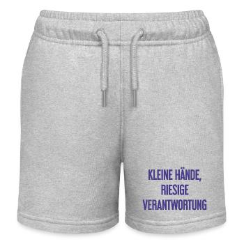 De petites mains, une énorme responsabilité disent les parents - Short de jogging enfant bio Stanley/Stella - gris chiné - Devant