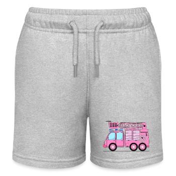 Camion de pompiers pour enfants en rose - Short de jogging enfant bio Stanley/Stella - gris chiné - Devant