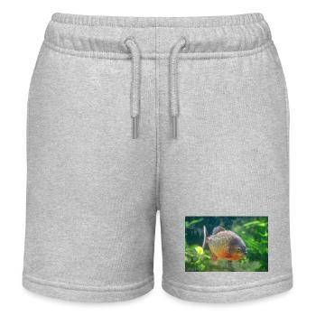 Piranha fish silver red Sharp teeth - Kids Organic Sweat Shorts by Stanley/Stella - heather grey - Front