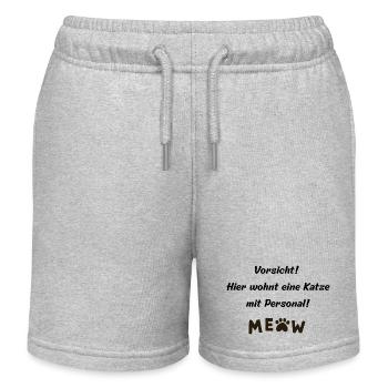 Vorsicht Hier wohnt eine Katze mit Personal - Kinder Organic Joggingshorts Mini Bolter von Stanley/Stella - Grau meliert - Vorne