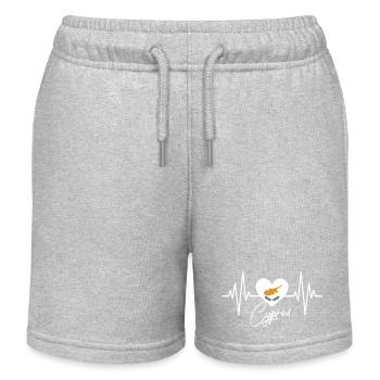 Zypern Flagge Herzschlag Republik Zypern Cyprus - Kinder Organic Joggingshorts Mini Bolter von Stanley/Stella - Grau meliert - Vorne