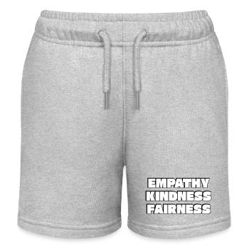 Empathy Kindness Fairness Bold Typography - Kids Organic Sweat Shorts by Stanley/Stella - heather grey - Front