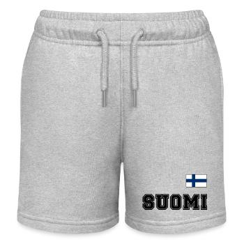 FINNLAND - SUOMI Trikot Look - Flagge auf Brust - Kinder Organic Joggingshorts Mini Bolter von Stanley/Stella - Grau meliert - Vorne