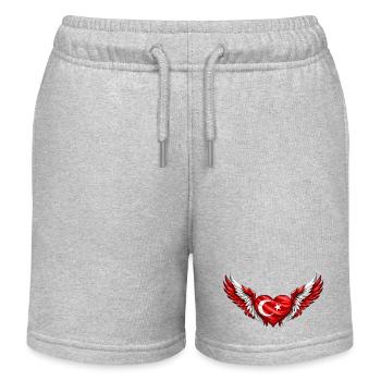 Turkish Winged Heart - Kids Organic Sweat Shorts by Stanley/Stella - heather grey - Front