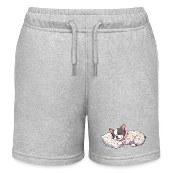 Sleepy Boston Terrier Cute Dog Lover Nap - Kids Organic Sweat Shorts by Stanley/Stella - heather grey - Front