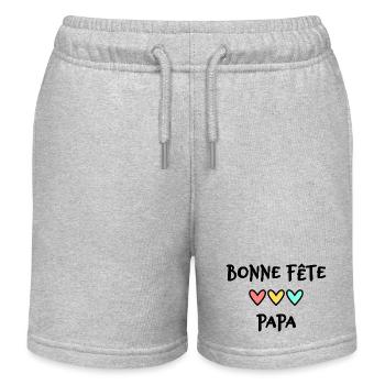 FÊTE DES PÈRES.BONNE FÊTE PAPA. PAPA. BONNE FÊTE - Short de jogging enfant bio Stanley/Stella - gris chiné - Devant