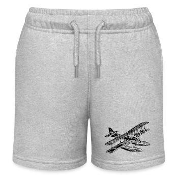 Vintage Einmotoriges Wasserflugzeug Retro Style - Kinder Organic Joggingshorts Mini Bolter von Stanley/Stella - Grau meliert - Vorne