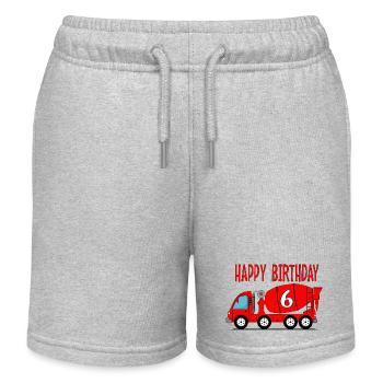 Concrete Mixer Happy Birthday 6 - Kids Organic Sweat Shorts by Stanley/Stella - heather grey - Front