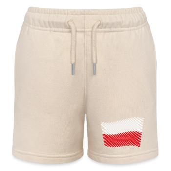 Poland Flag Scribble (White - Red) - Kids Organic Sweat Shorts by Stanley/Stella - soft Ecru - Front