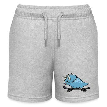 Dinosaure mignon sur skateboard - Short de jogging enfant bio Stanley/Stella - gris chiné - Devant