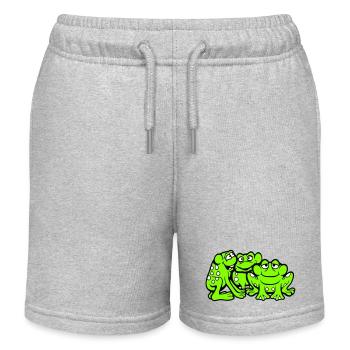 3 Frösche Team Kröte Freunde Cool Crew Lustig süß - Kinder Organic Joggingshorts Mini Bolter von Stanley/Stella - Grau meliert - Vorne