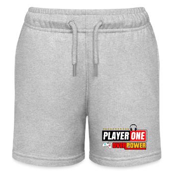 Spieler Eins Overpower | Spieler- und Streamer-Stil - Kinder Organic Joggingshorts Mini Bolter von Stanley/Stella - Grau meliert - Vorne