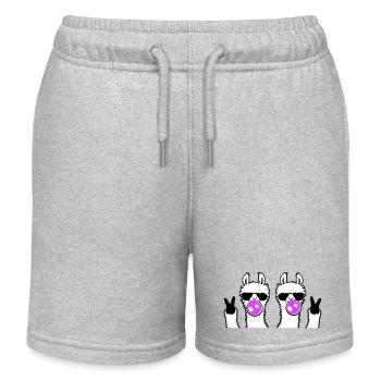 Zwei Lamas Kaugummi Sonnenbrille Peace Zeichen Süß - Kinder Organic Joggingshorts Mini Bolter von Stanley/Stella - Grau meliert - Vorne