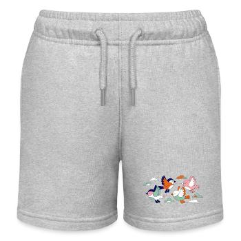 Lebhafte Schwarmfliegende Vögel - Kinder Organic Joggingshorts Mini Bolter von Stanley/Stella - Grau meliert - Vorne