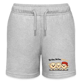 Pel One, Pel Two, Pelmany – Pelmeni Freunde - Kinder Organic Joggingshorts Mini Bolter von Stanley/Stella - Grau meliert - Vorne