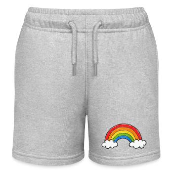 Hand Drawn Rainbow - Kids Organic Sweat Shorts by Stanley/Stella - heather grey - Front