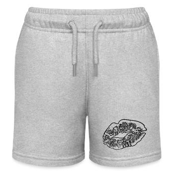 Lippenstift Kussmund Valentinstag Küsse - Kinder Organic Joggingshorts Mini Bolter von Stanley/Stella - Grau meliert - Vorne